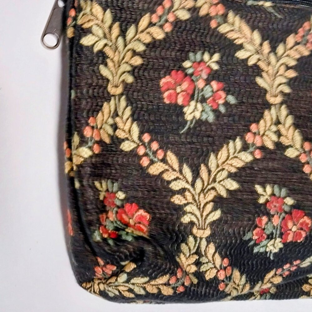 My Maine Bag Bangor Maine Canvas Shoulder Bag With Zippers Floral Tapestry - Picture 9 of 10